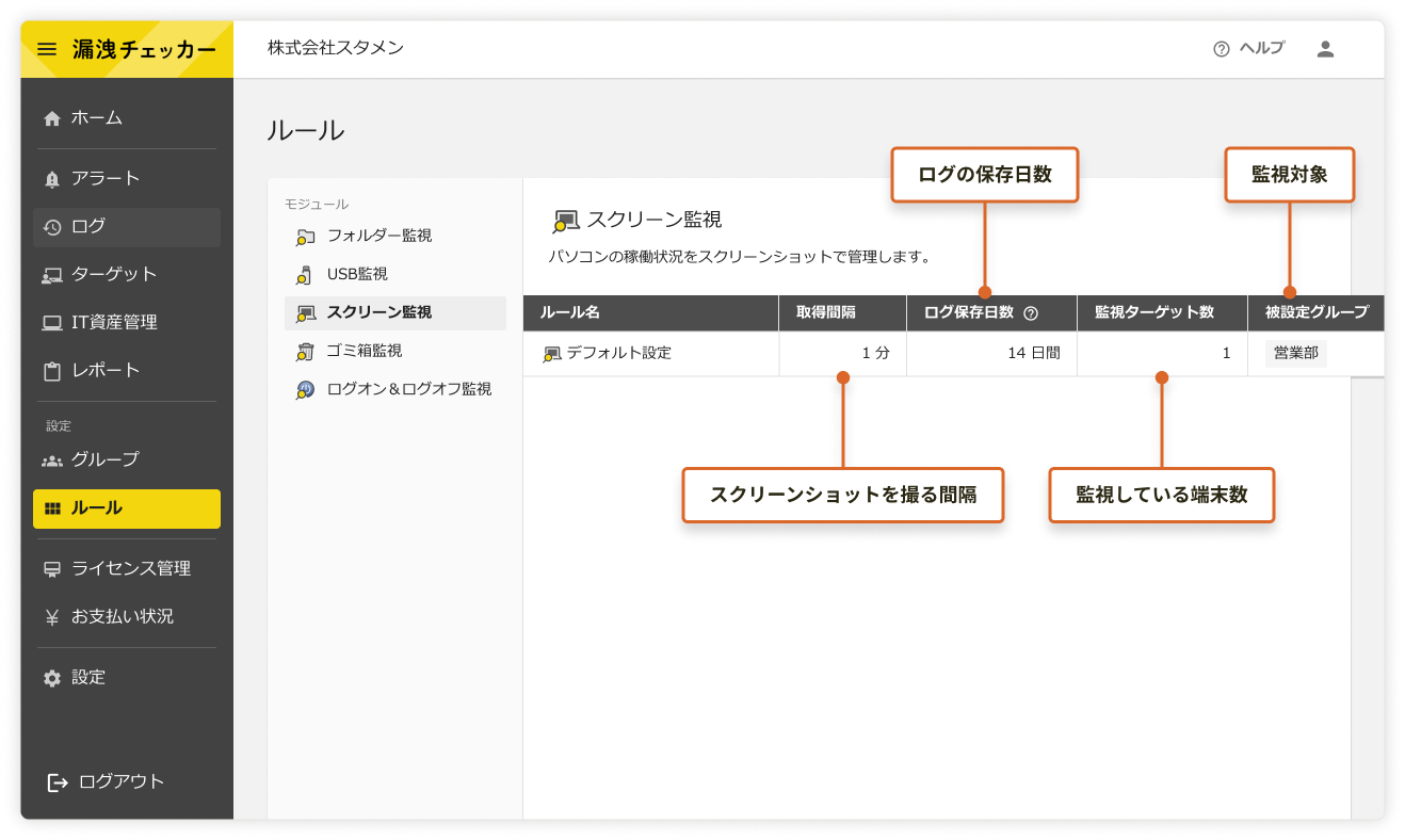 1分間隔で自動的にスクリーンショットを撮影