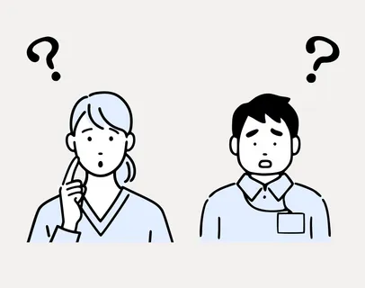 パソコンの操作に戸惑う医療スタッフのイラスト